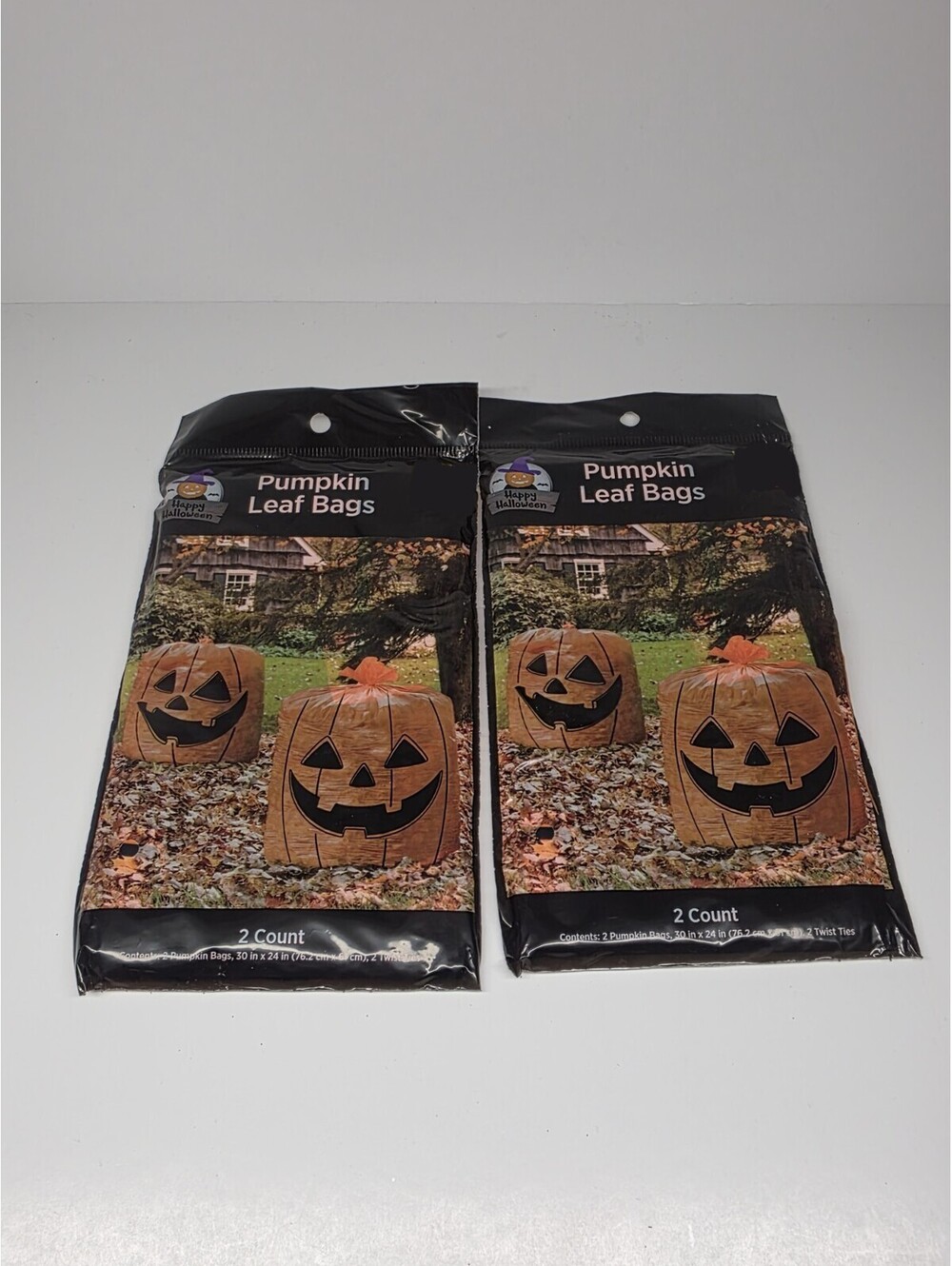 Halloween 2 Pack Jack O Lantern Leaf Bags 2 in package 30 X 24 inches New